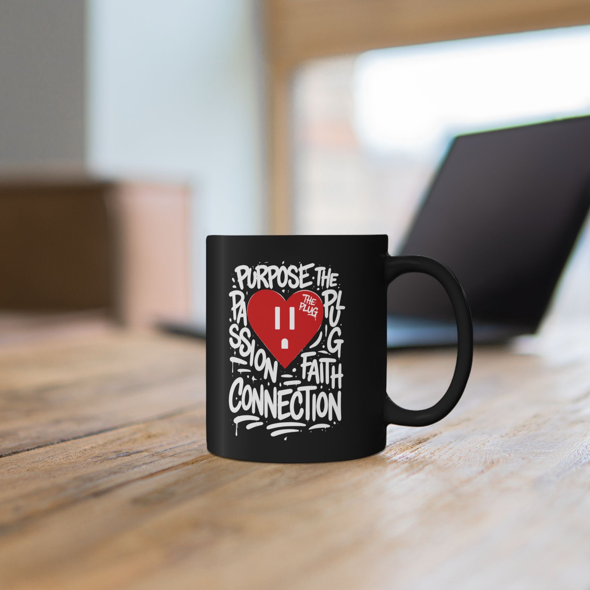 The Heart Outlet Design with Purpose, Passion & Faith Typography (11oz/15oz)