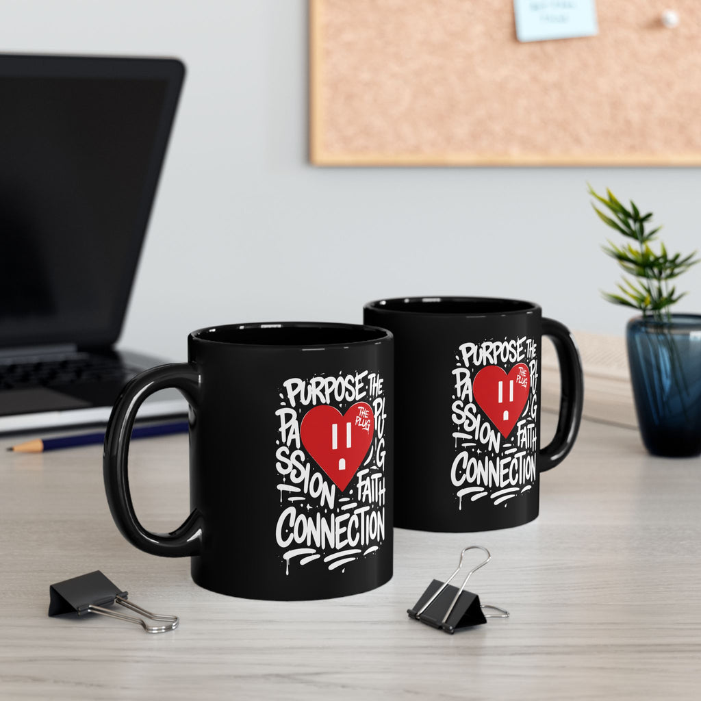 The Heart Outlet Design with Purpose, Passion & Faith Typography (11oz/15oz)